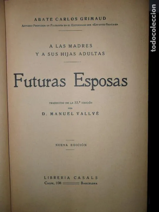 Futuras esposas, Abate Carlos Grimaud, Librería Casal Futuras esposas, Abate Carlos Grimaud, Librería Casal
