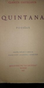 Poesías, Quintana, clásicos castellanos, ed. De la lectura, 1927