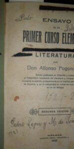 Ensayo de un primer curso elemental de literatura, Alfonso Pogonoski, Málaga, 1922