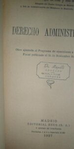 Derecho administrativo, José María Fábregas del Pilar, ed. Reus, 1927