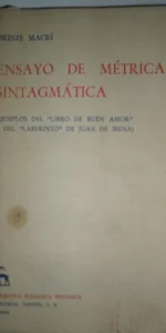 Ensayo de métrica sintagmática, Oreste Macrí, ed. Gredos Ensayo de métrica sintagmática, Oreste Macrí, ed. Gredos
