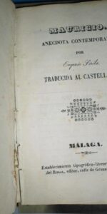 Mauricio, Anécdota contemporánea, Eugenio Scribe, Málaga, 1848