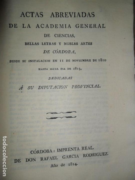 Actas abreviadas de la academia general de Ciencias, bellas letras… de Córdoba, 1814 Actas abreviadas de la academia general de Ciencias, bellas letras… de Córdoba, 1814