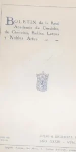 Boletín de la Real Academia de Córdoba, de Ciencias, Bellas Letras y Nobles Artes, 84, 1962