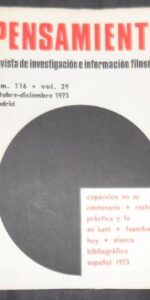Pensamiento, Revista de investigación e información filosófica, núm. 116, vol. 29, 1973