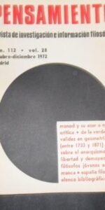 Pensamiento, Revista de investigación e información filosófica, núm. 112, vol. 28, 1972