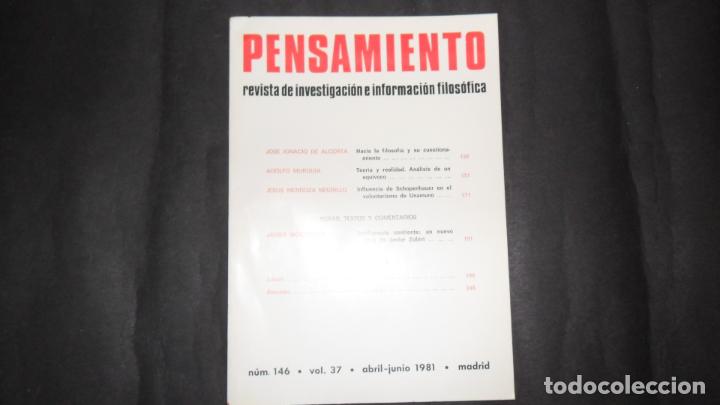 Pensamiento, Revista de investigación e información filosófica, núm. 146, vol. 37, abril/junio 1981 Pensamiento, Revista de investigación e información filosófica, núm. 146, vol. 37, abril/junio 1981