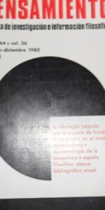 Pensamiento, Revista de investigación e información filosófica, núm. 144, vol. 36, 1980 Pensamiento, Revista de investigación e información filosófica, núm. 144, vol. 36, 1980