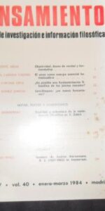 Pensamiento, Revista de investigación e información filosófica, núm. 157, vol. 40, 1984 Pensamiento, Revista de investigación e información filosófica, núm. 157, vol. 40, 1984