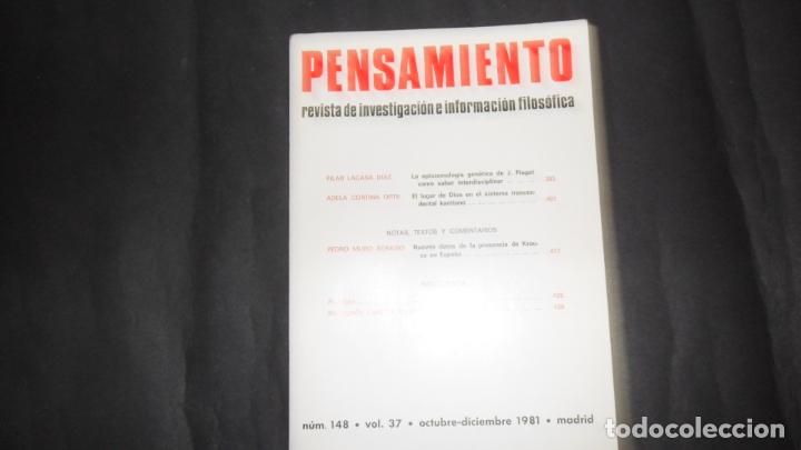 Pensamiento, Revista de investigación e información filosófica, núm. 148, vol. 37, 1981 Pensamiento, Revista de investigación e información filosófica, núm. 148, vol. 37, 1981