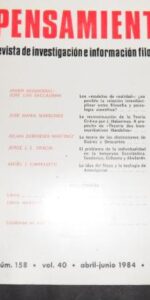 Pensamiento, Revista de investigación e información filosófica, núm. 158, vol. 40, 1984 Pensamiento, Revista de investigación e información filosófica, núm. 158, vol. 40, 1984