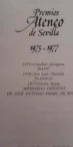 Premios Ateneo de Sevilla 1975-1977, CRISTÓBAL ZARAGOZA/ Manú. JOSÉ LUIS OLAIZOLA/ Planicio. CARLOS