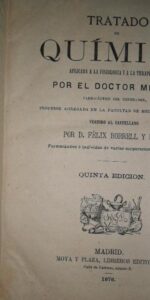 Tratado de Química aplicada a la fisiología y a la terapeútica, dr. Mialhe, ed. Moya y Plaza, 1876