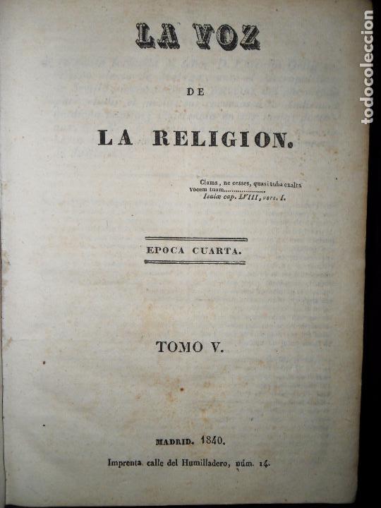 la voz de la religión, época cuarta, Tomo V, Madrid 1840 la voz de la religión, época cuarta, Tomo V, Madrid 1840